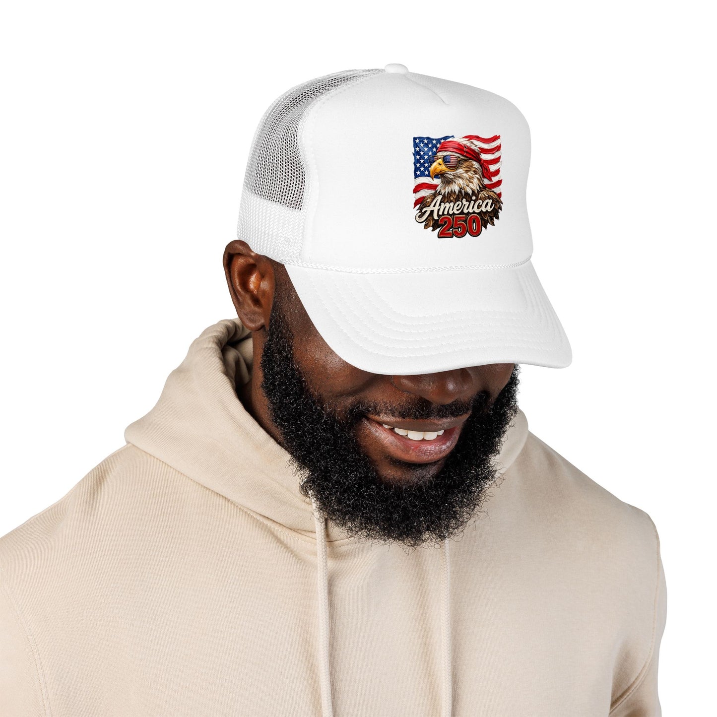 Trucker Hat — Patriotic Eagle "America 250" Foam Mesh Cap